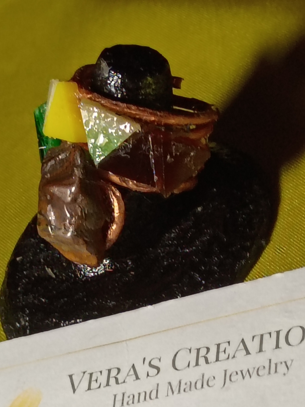 Green and Brown Handmade Multi-Stone Ring
